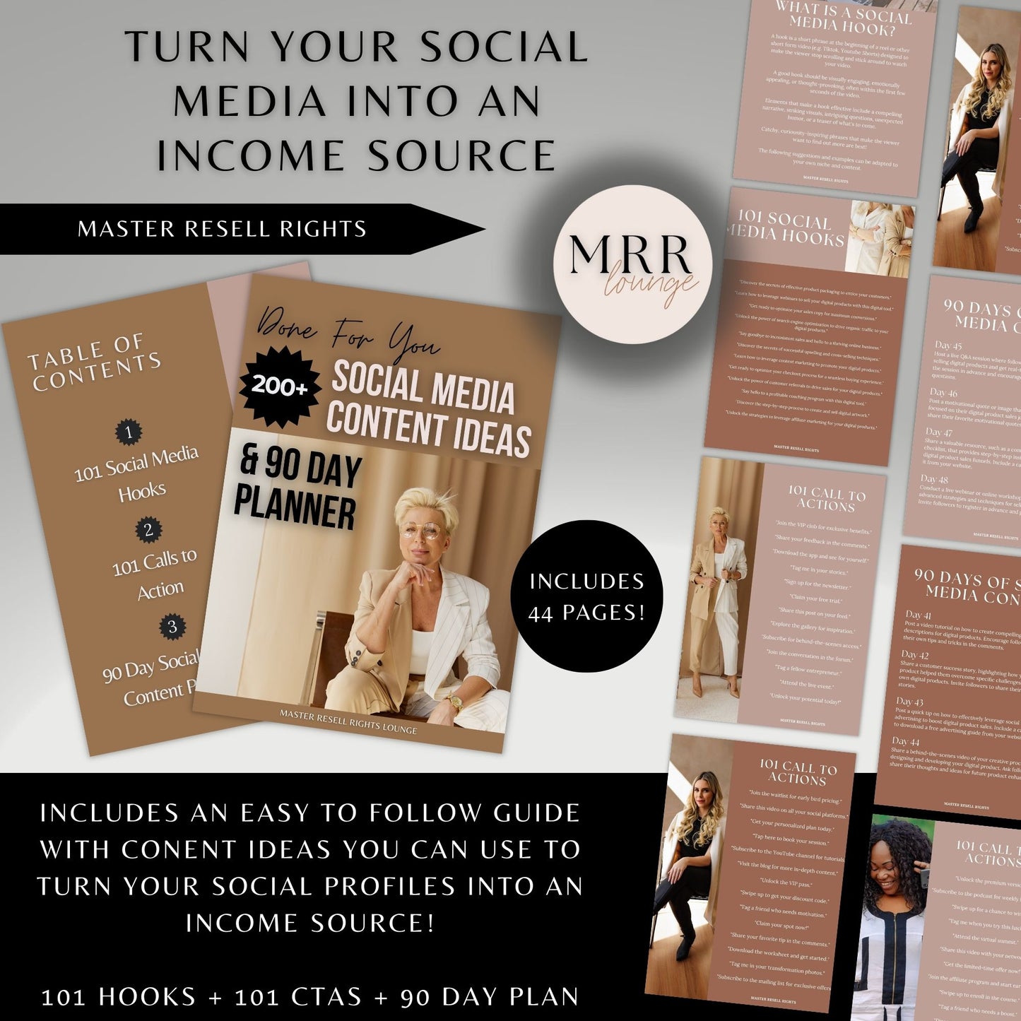 200+ Social Media Hooks, CTAs & 90 Day Planner with MRR